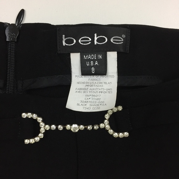BEBE Rhinestone Waist Zip Back Dress Pants - Picture 2 of 8